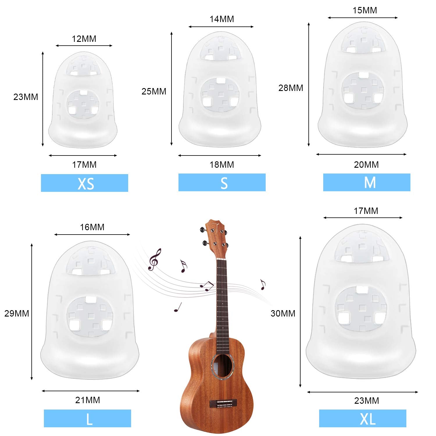 Guitar Fingertip Protectors - 40 Pcs Silicone Guitar Finger Guards Protection Covers Caps for Guitar Ukulele Bass, Sewing and Em